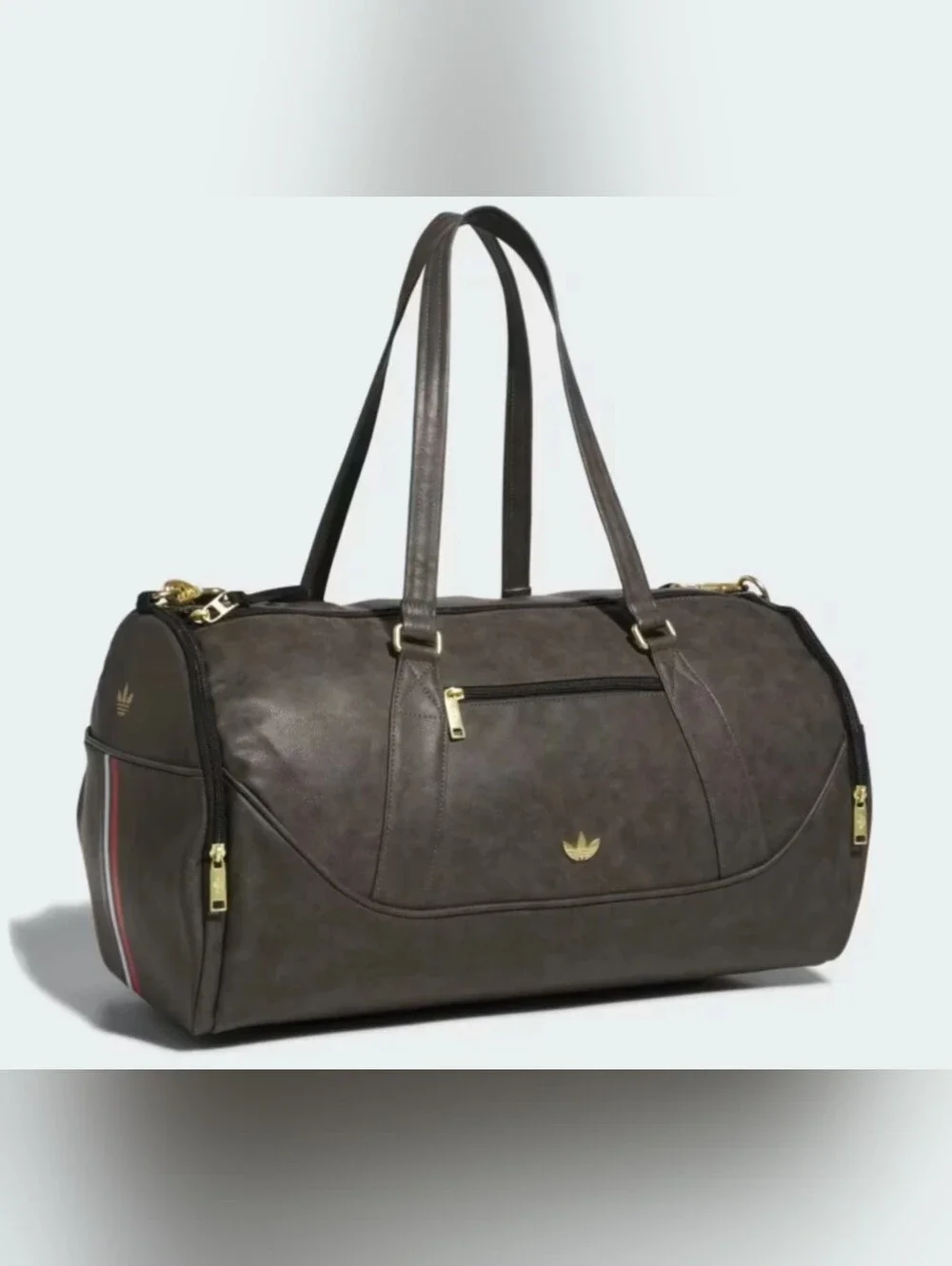 NWT Adidas Leather Mexico Airliner Black/Matte Gold Duffel Travel Carry Bag